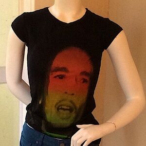 😎AVENUE L.A😎BOB MARLEY CAP SLEEVE T-SHIRT NWOT❣️